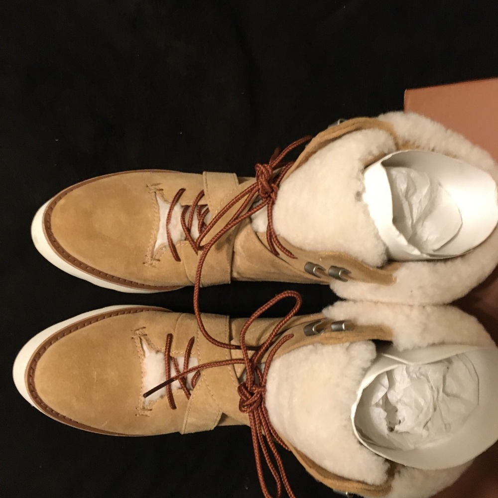 Coach Kenna Camel Wedge Booties 7.5 - Picture 2 of 6